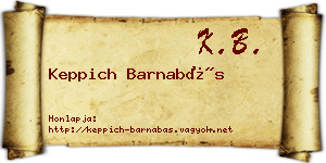 Keppich Barnabás névjegykártya